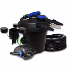 Kit filtration de bassin à pression 10000l avec 11W UVC 20W Pompe 25m Tuyau Skimmer CSP-250 - SunSun