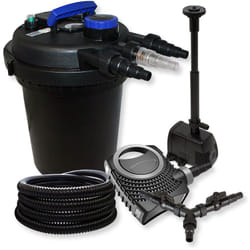 Wiltec - SunSun Kit complet: CPF-250 Filtre de bassin à pression jusqu'à 10000 l avec 11W lampe uv, CTF-8000 pompe 8000l/h 70W, 25m Tuyau 25 mm (1'),