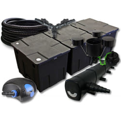 Sunsun - Kit complet: CBF-350C Filtre de bassin jusqu'à 90000 l, CTF-12000 pompe de filtration 12000l/h 100W, CUV-272 lampe uv 72W, 25m Tuyau 25 mm,