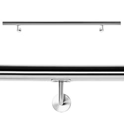 Kit Main courante Rambarde avec support mural 200 cm Escaliers Poignée Acier inoxydable V2A - 60083