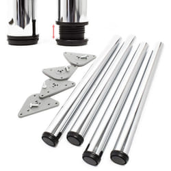 Lot de 4 Pied de table Acier inoxydable pieds Chromé Support de Table Réglable Hauteur 70cm