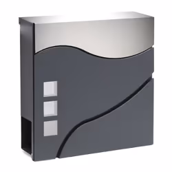 Boite lettres Design V28 Anthracite argent Compartiment journaux Fixation murale revêtue poudre - 60567
