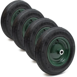 Wiltec - Lot de 4x Pneu de brouette 3.50-8 – Roue et Pneumatique – Jusqu'à 120 kg – avec Jante et Chambre à air – Bandage pour Diable, Chariot,