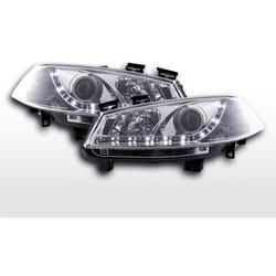Phare Daylight à led drl look Renault Megane 2 3/5 portes. 03-02 / 06 chromé -