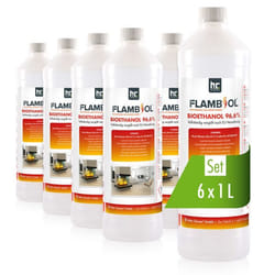 Bioéthanol - Höfer Chemie - 966% - 6 x 1 L - Sans fumée - Parfait pour cheminées de table