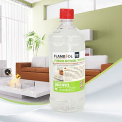 FLAMBIOL® Bioéthanol Premium en Gel (24 x 1 L) – Combustible Longue Durée Idéal pour Cheminées dIntérieur et dExtérieur
