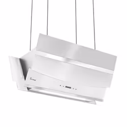 Hotte aspirante cuisine 90cm Hotte Îlot Inclinées acier inoxydable verre blanc