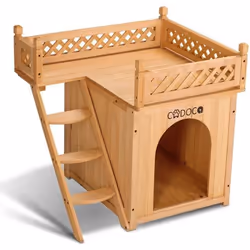 Niche villa en bois avec terrasse brun 66x53x64cm