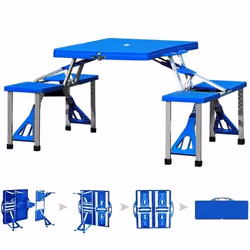 Ensemble table et chaises de pique-nique pliable en aluminium - DEUBA - 4 places - Bleu