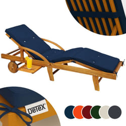 Coussin pour transat chaise longue de jardin 195cm Hydrofuge 8 boutons Coussin abin de soleil intérieur extérieur Bleu