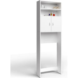 Meuble de salle de bain machine à laver blanc 195x63x20cm Rangement colonne de bain buanderie Etagère Armoire lave-linge Meuble WC