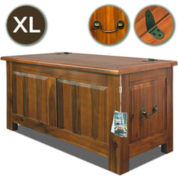 Deuba - Coffre boîte rangement bois malle 85x44x48cm Bois Acacia Coffre de rangment intérieur