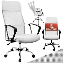 Fauteuil de bureau blanc Chaise de bureau Siège ordinateur ergonomique rembourré Dossier Hauteur ajustable