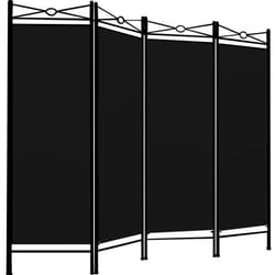 Paravent en metal et tissu 180x160cm 4 panneaux séparateur de pièces noir pas cher