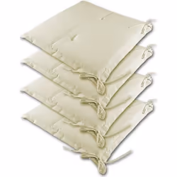 4x Coussins pour chaise Crème - Galette Dessus de chaise 41cm - Jardin Terrasse