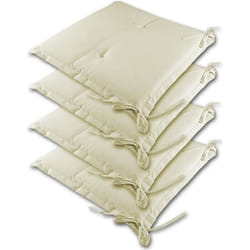 4x Coussins pour chaise Crème - Galette Dessus de chaise 41cm - Jardin Terrasse
