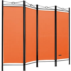 Paravent intérieur 4 panneaux 180 x 163 cm Séparateur de pièce pliable orange Cloison de séparation Intérieur maison