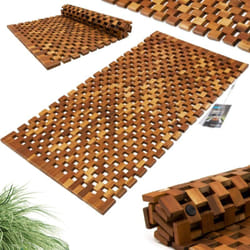 Tapis de bain en bois Tapis de sol antidérapant en bois d'acacia Caillebotis salle de bain Grille - Deuba