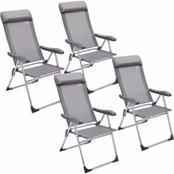 Description générale Set de 4 chaises de jardin pliantes en aluminium, idéales pour votre jardin, terrasse, pique-nique, pêch ...