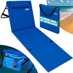 Tapis de Plage Matelas Plage Dossier réglable Sangle Transport 158cm x 56cm Bleu - Deuba