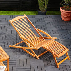 Casaria® Chaise longue en bois d'acacia Bain de soleil ergonomique avec appui tête Transat jardin Repose pieds amovible