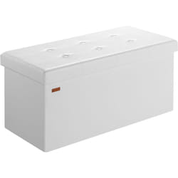 Banc de rangement avec couvercle amovible Siège pouf Coffre de rangement pliable pour salon chambre couloir l - Blanc