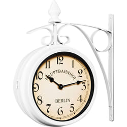 Deuba - monzana® Horloge de gare à double face 29 x 9,5 x 32,5 cm Montre murale à quartz retro vintage 2 cadrans ambiance gare Blanc