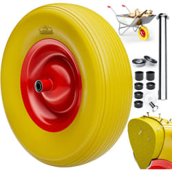 Gardebruk Roue de brouette increvable 4.80/4.00-8 ø 390mm 200kg axe jante en acier roue de rechange brouette chariots diables-Jaune