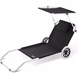 Chaise longue CRÊTE en aluminium pare soleil Noire