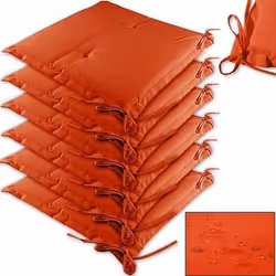 DETEX® Ensemble de 6 Coussins Boston de Chaise de Jardin Orange Coussin de siège de Jardin en Polyester intérieur extérieur