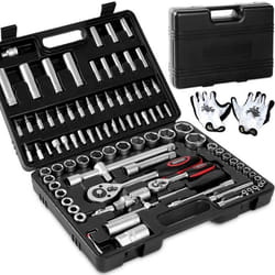 Monzana  Mallette à outils • jeu de douilles • 94 pièces  Acier au chrome vanadium • kit doutils avec gants de travail  set