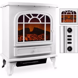 Cheminée électrique blanche avec chauffage et effet feu de cheminée 2000W