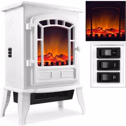 MONZANA  Cheminée électrique - Blanc - 2000W - avec chauffage et effet feu de cheminée  Chaleureux ambiance