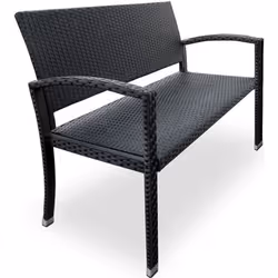 Deuba Banc de Jardin • en polyrotin • Noir • résistant aux UV et aux intempéries Mobilier Meuble siège terrasse Balcon