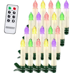 Deuba - Bougie led de Noel sans câble décoration lumineuse aspect bougie de cire fonctionnement à pile minuterie 24h Set de 20 / Multicolore