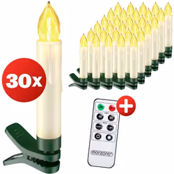 DEUBA® 30x Bougie LED de Noel blanc chaud sans câble décoration lumineuse aspect bougie de cire fonctionnement à pile