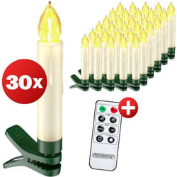 DEUBA® 30x Bougie LED de Noel blanc chaud sans câble décoration lumineuse aspect bougie de cire fonctionnement à pile