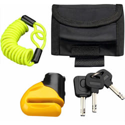 Deuba - Antivol bloque disque jaune avec câble de rappel clé avec lumière led clés de rechange Cadenas antivol moto vélo