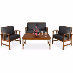 Description générale L'ensemble de jardin Lounge ATLAS en bois d'acacia est idéal pour aménager votre espace extérieur ou int ...