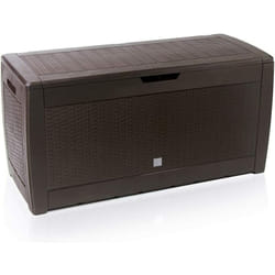 Deuba - Coffre de rangement Malle 310 litres Stockage coussins avec roulettes Extérieur jardin modèle au choix Aspect rotin - marron