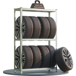 Tagère à pneus 3 niveaux max. 795kg Support pour 8 roues Stockage rangement garage 180x120x40cm Rayonnage porte-pneus