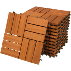 Deuba - 11x Dalles de terrasse en bois d'acacia 1m² Dalle clipsable 30x30cm Revêtement de sol extérieur terrasse jardin