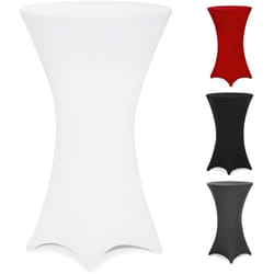 Housse de table de bar bistrot ronde nappe mange debout protection table de cocktail tissu stretch table haute Ø60 cm / Blanc - Deuba