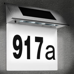 Monzana® Numéro de maison solaire en acier inoxydable 4 led applique murale extérieure couleurs au choix Numéro d'habitation blanc