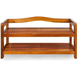 Étagère à chaussures en bois dacacia 2 niveaux Meuble de rangement armoire style colonial 74 cm x 26 cm x 42 cm