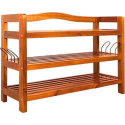 Étagère à chaussures 3 niveaux Meuble de rangement en bois dacacia 62 x 85 x 26 cm entrée salon salle de bain