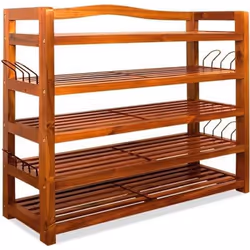 Étagère à chaussures 5 niveaux Meuble de rangement en bois dacacia 82 x 95 x 26 cm entrée salon salle de bain