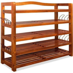 Étagère à chaussures 5 niveaux Meuble de rangement en bois dacacia 82 x 95 x 26 cm entrée salon salle de bain