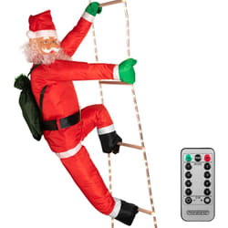 Père Noël grimpeur sur échelle illuminée par 120 led pour intérieur et extérieur Décoration
