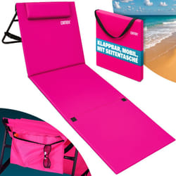 Tapis de Plage rembourré Pliable avec dossier Réglable Poche latérale Coussin Sangle de transport Matelas de plage transportable Rose